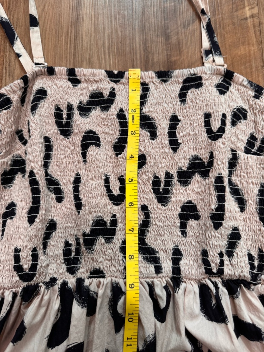 a new day Women’s 100% Cotton Midi Dress Tan with Black Brushstroke Design, M - Picture 6 of 10